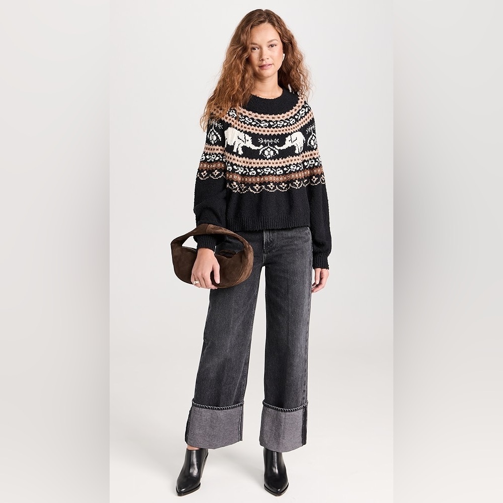 Free People Nellie Elephant Fair Isle Boucle Sweater | Size Large - Picture 9 of 15